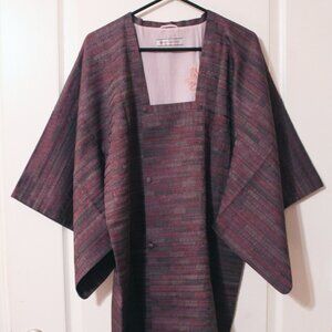 Mitsukoshi Purple Silk Japanese Kimono Michiyuki Coat Small